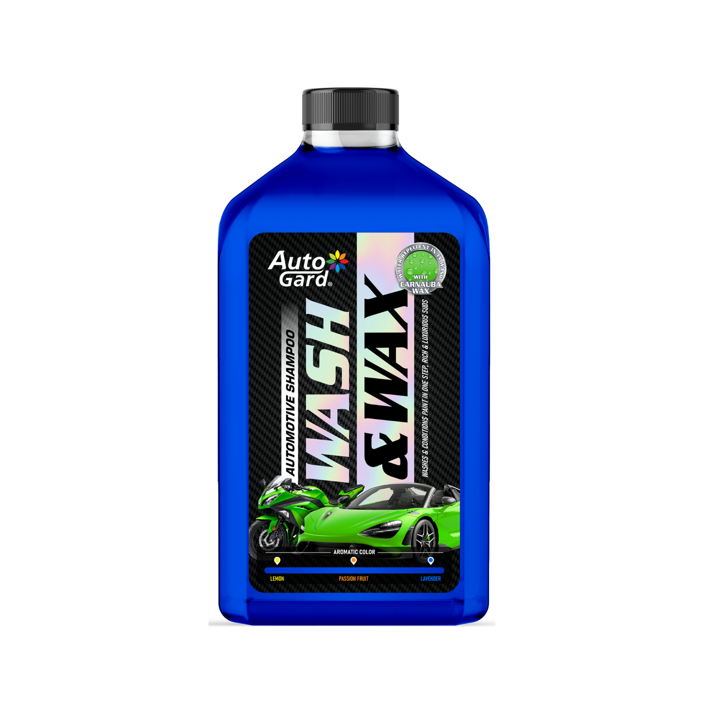 AutoGard Wash & Wax PH Neutral Car Shampoo with Real Carnauba Wax - Lavender Scent
