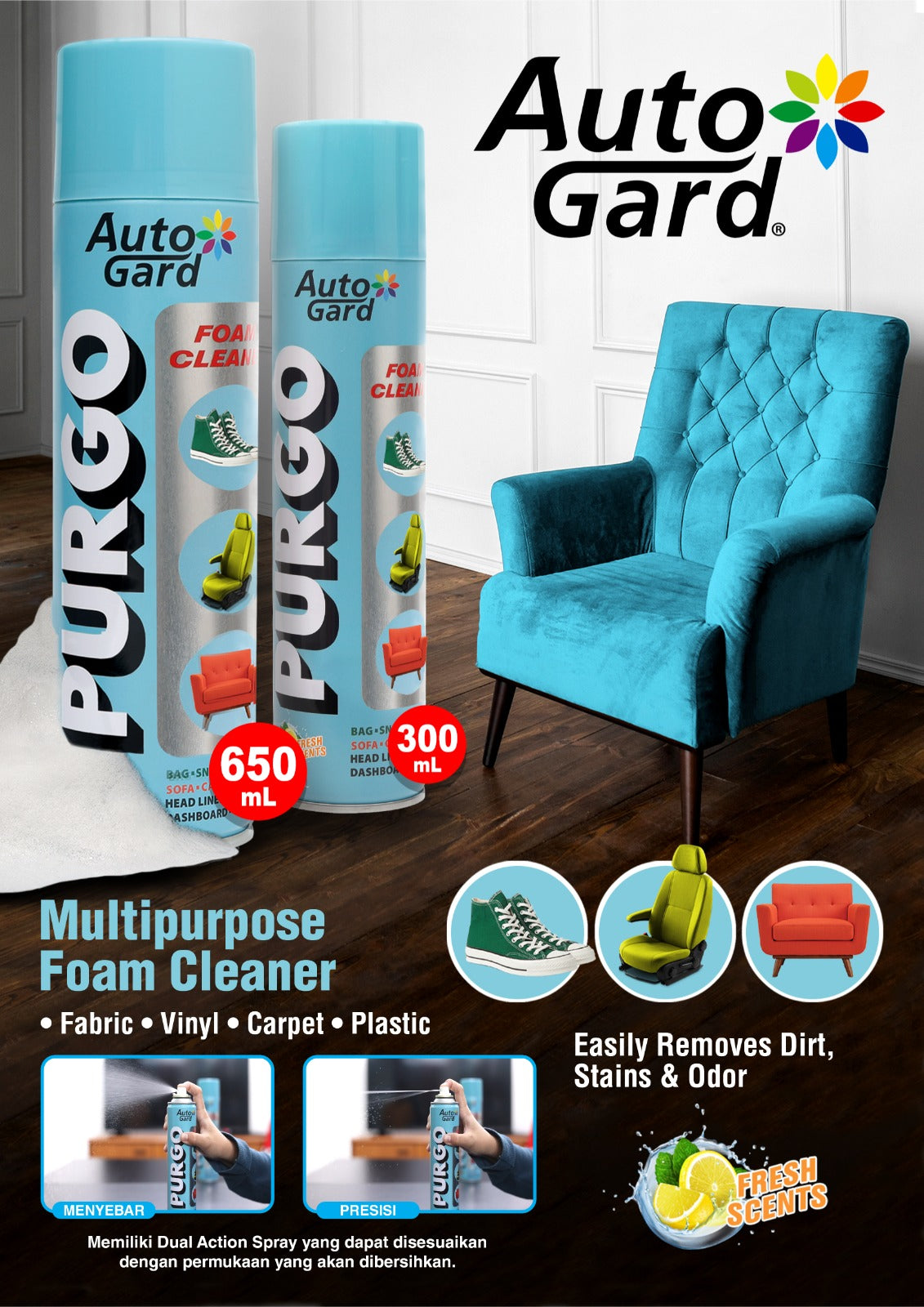 Purgo Color AUTOGARD MULTIPURPOSE FOAM CLEANER - PURGO 300mL – Sprays SG